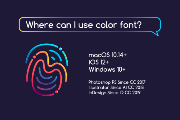 Rainbow Fingerprint Font PNG with transparent background - Preview 3