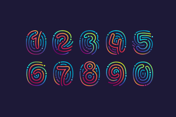 Rainbow Fingerprint Font PNG with transparent background - Preview 4