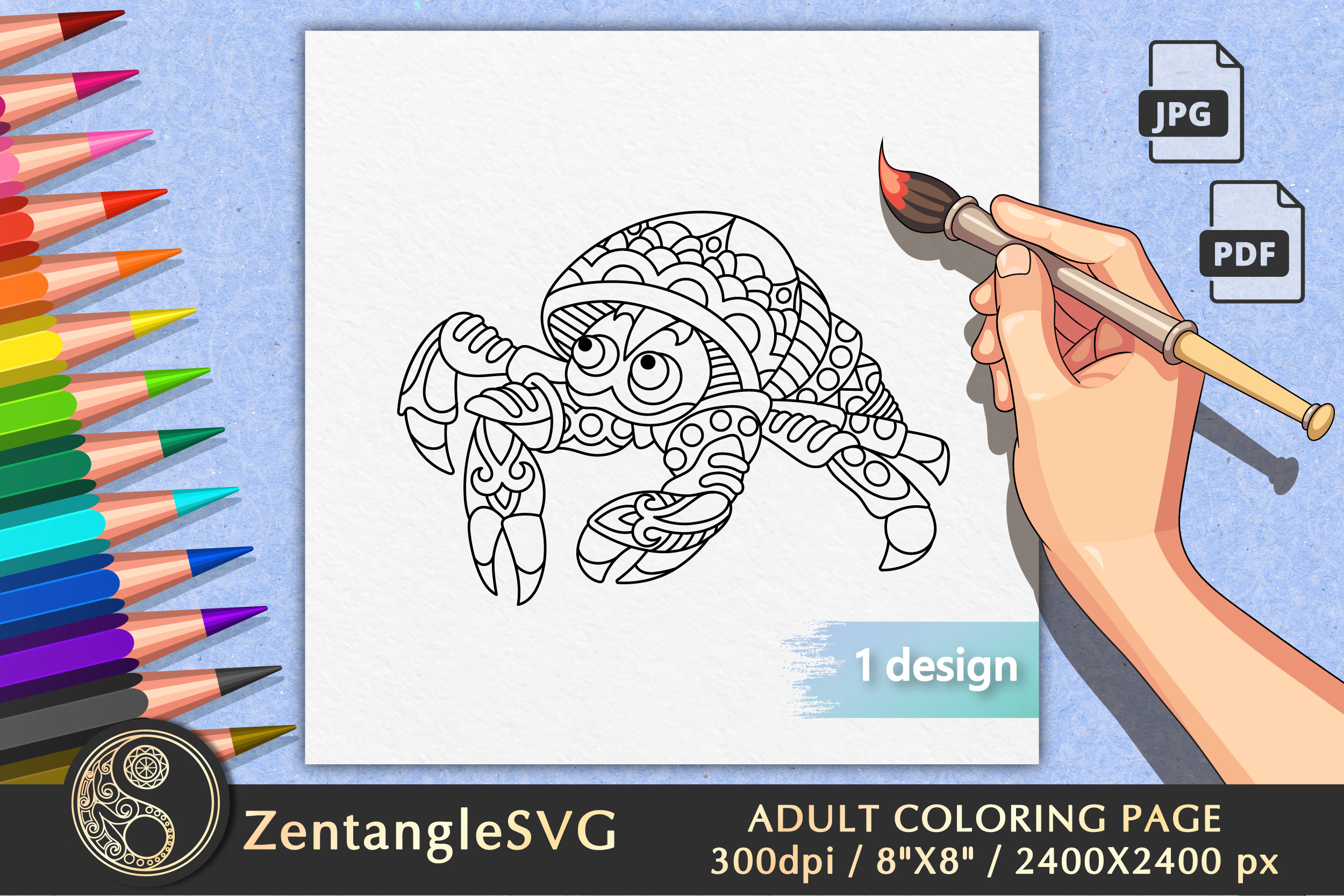 Sea Crab Coloring Page for Adults
