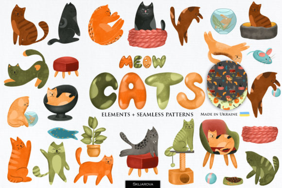 Cats Clipart Graphic by HappyWatercolorShop · Creative Fabrica