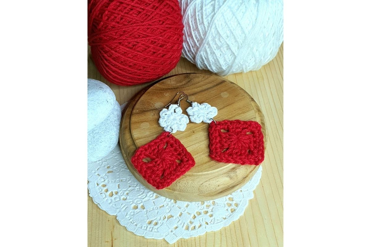 Flower and Square Earrings
