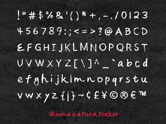 Sheena is a Punk Rocker Font PNG with transparent background - Preview 1