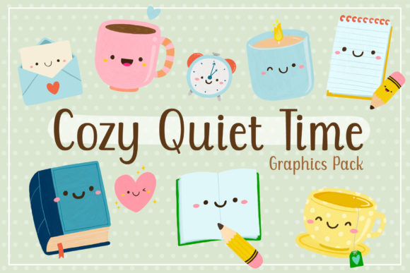 Cozy Quiet Time Grafik Druckbare Illustrationen Von Quirky Queen Media