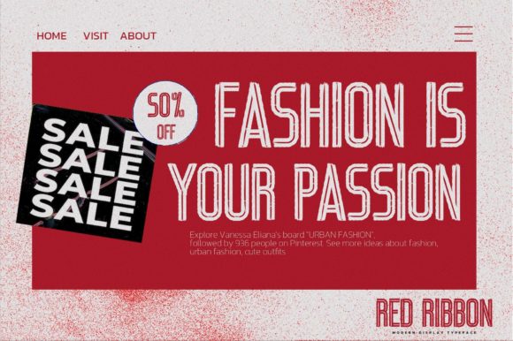 Red Ribbon Font PNG with transparent background - Preview 3
