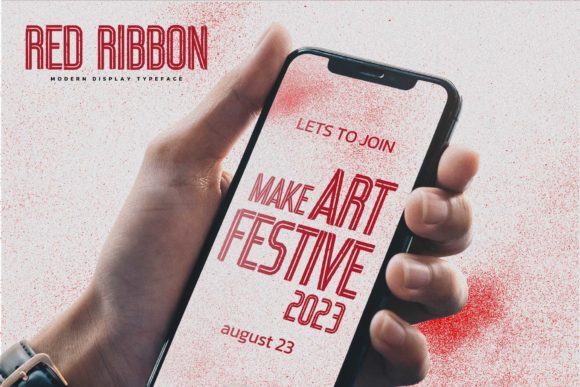 Red Ribbon Font PNG with transparent background - Preview 4