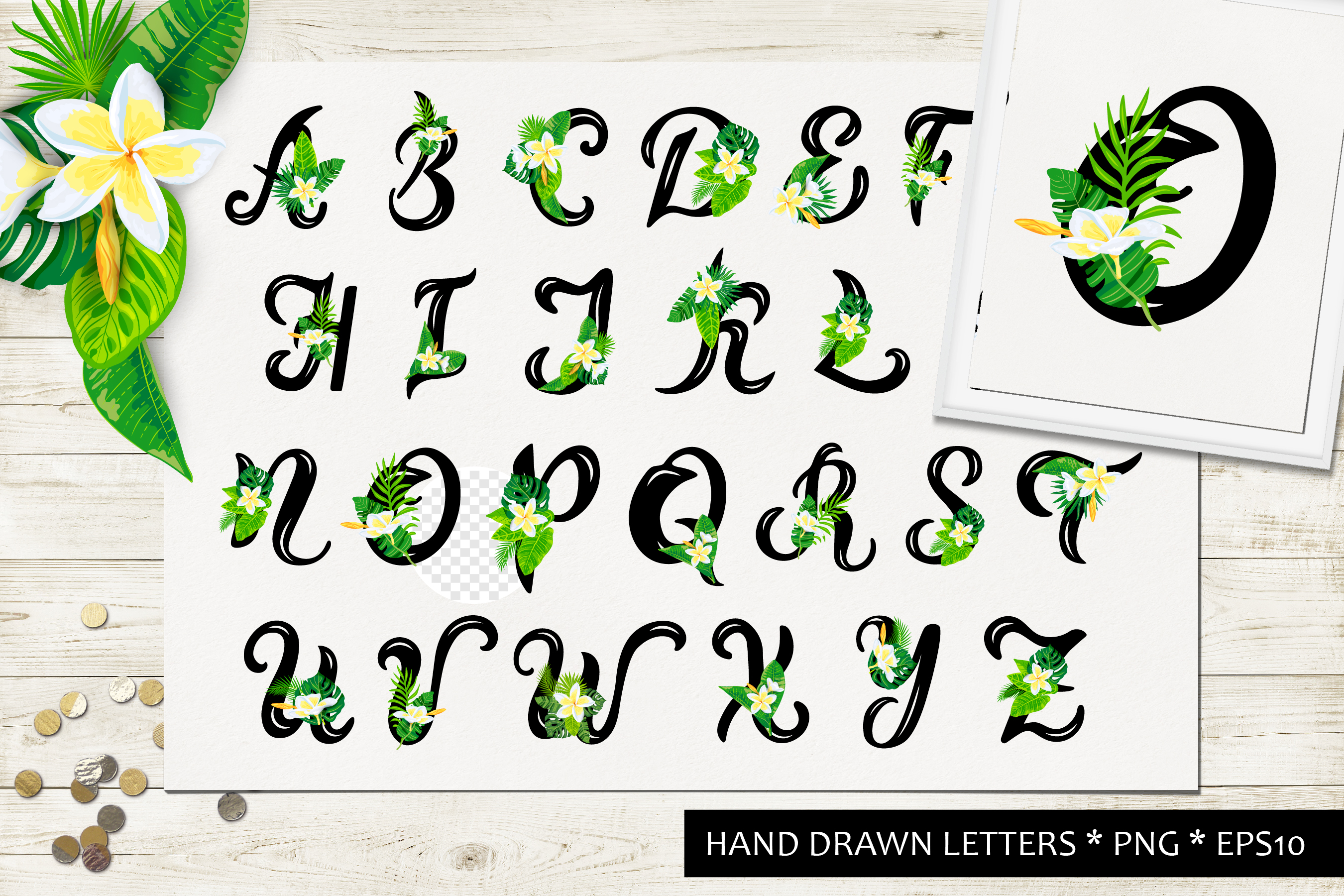 Summer Alphabet. Monogram. Letters.