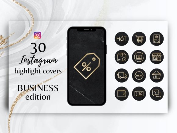 Black and Gold IG Highlight Covers - Digital