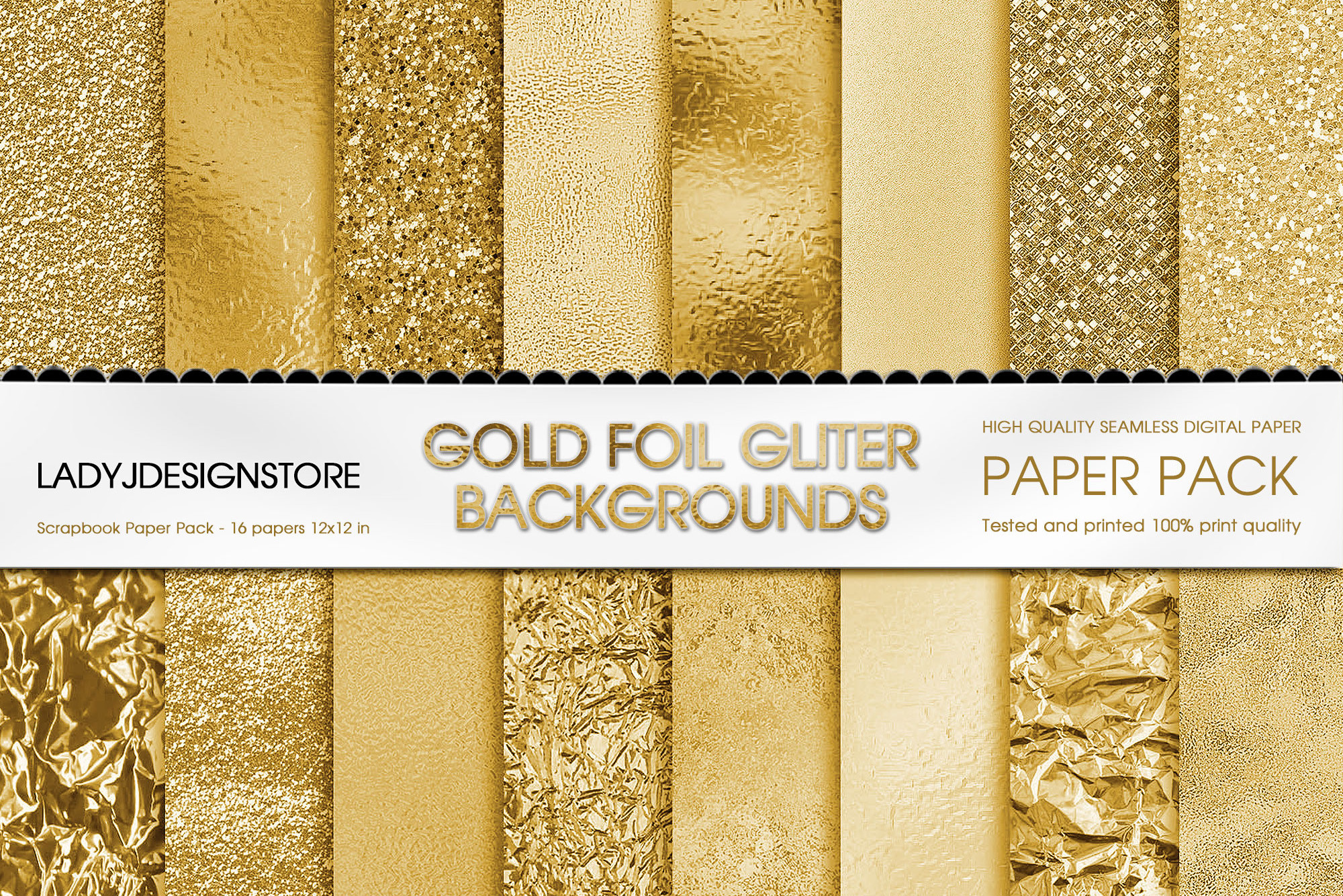 Gold Foil Glitter Digital Paper