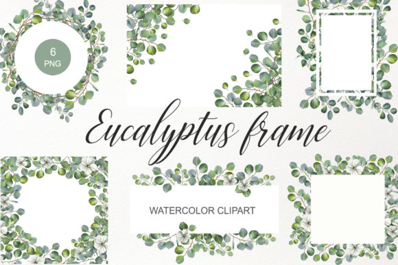 Watercolor Eucalyptus Border Clipart PNG Graphic by WatercolorGardens ...