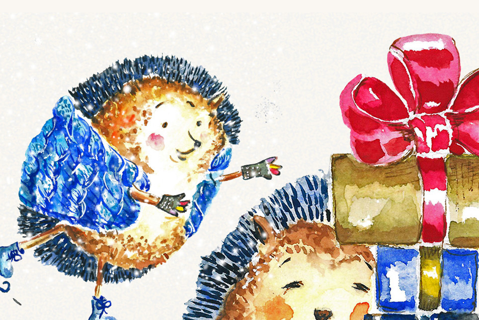 Christmas Clipart, Hedgehog, Watercolor - photo 2