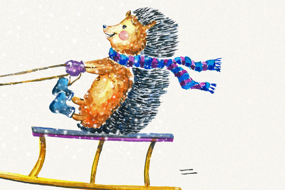 Christmas Clipart, Hedgehog, Watercolor - photo 3