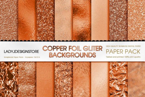 Copper Foil Glitter Digital Paper