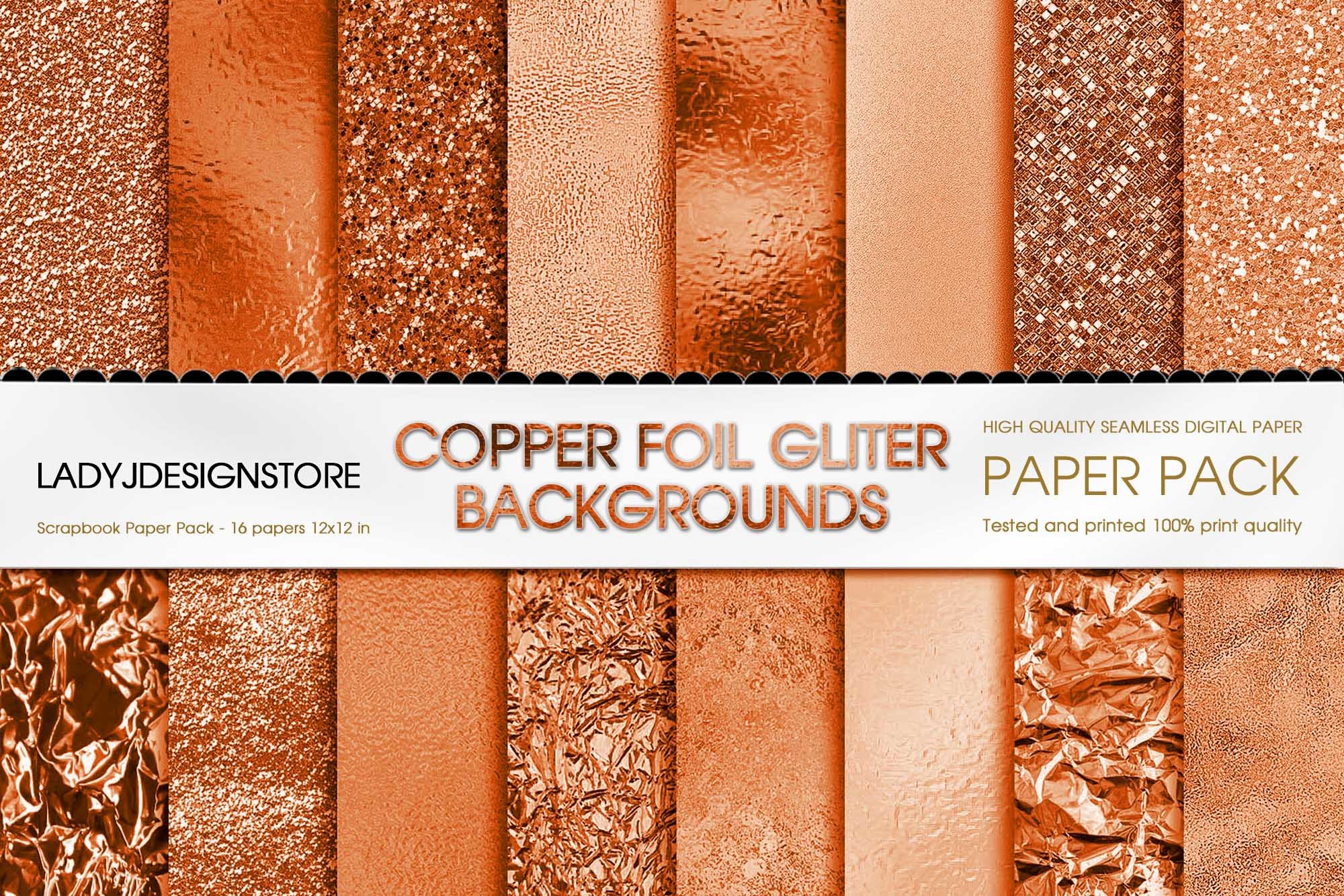 Copper Foil Glitter Digital Paper