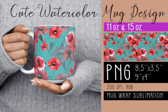 Watercolor Mug Wrap Sublimation Design Graphic by DoFloro · Creative ...
