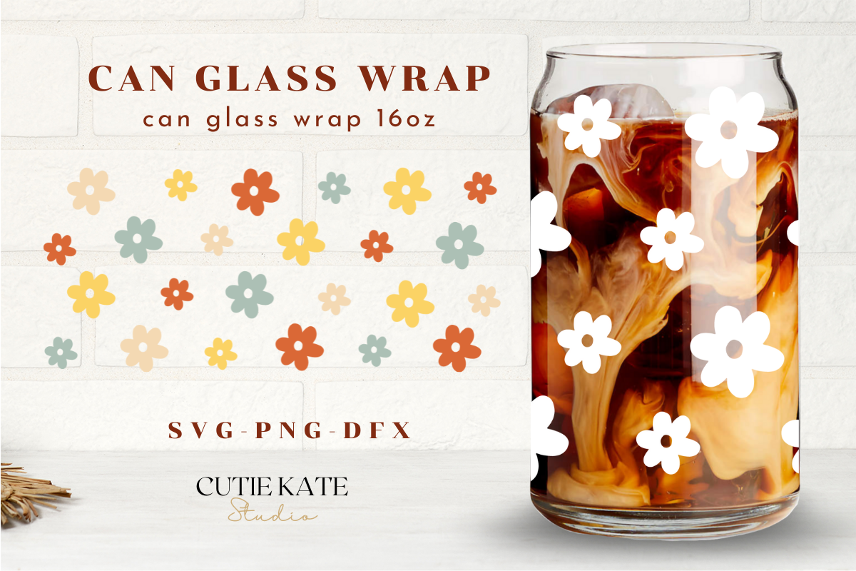 Groovy Flowers Svg Wrap for Libbey 16oz Graphic by Cutie Kate Studio ...