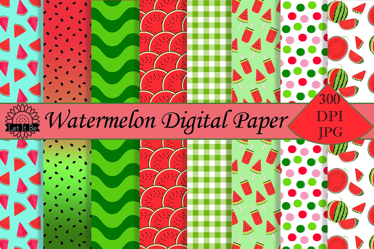 Watermelon Digital Paper Graphic by Let it be Design · Creative Fabrica