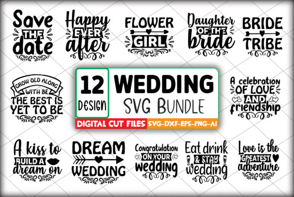 Wedding SVG Bundle Gráfico Manualidades Por Design Zone