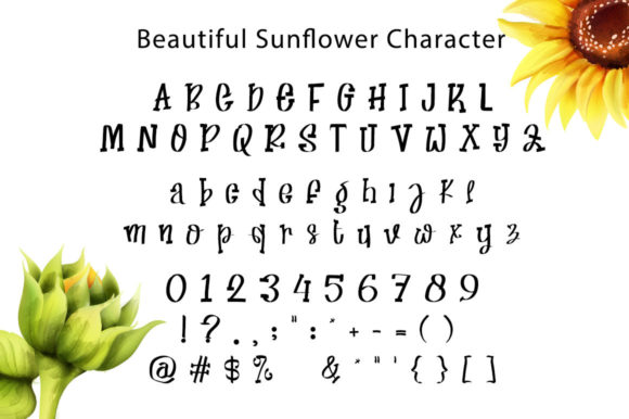 Beautiful Sunflower Font PNG with transparent background - Preview 4