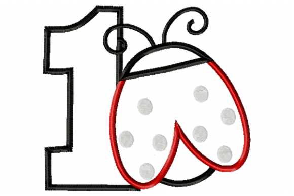 Ladybug Birthday Embroidery Design