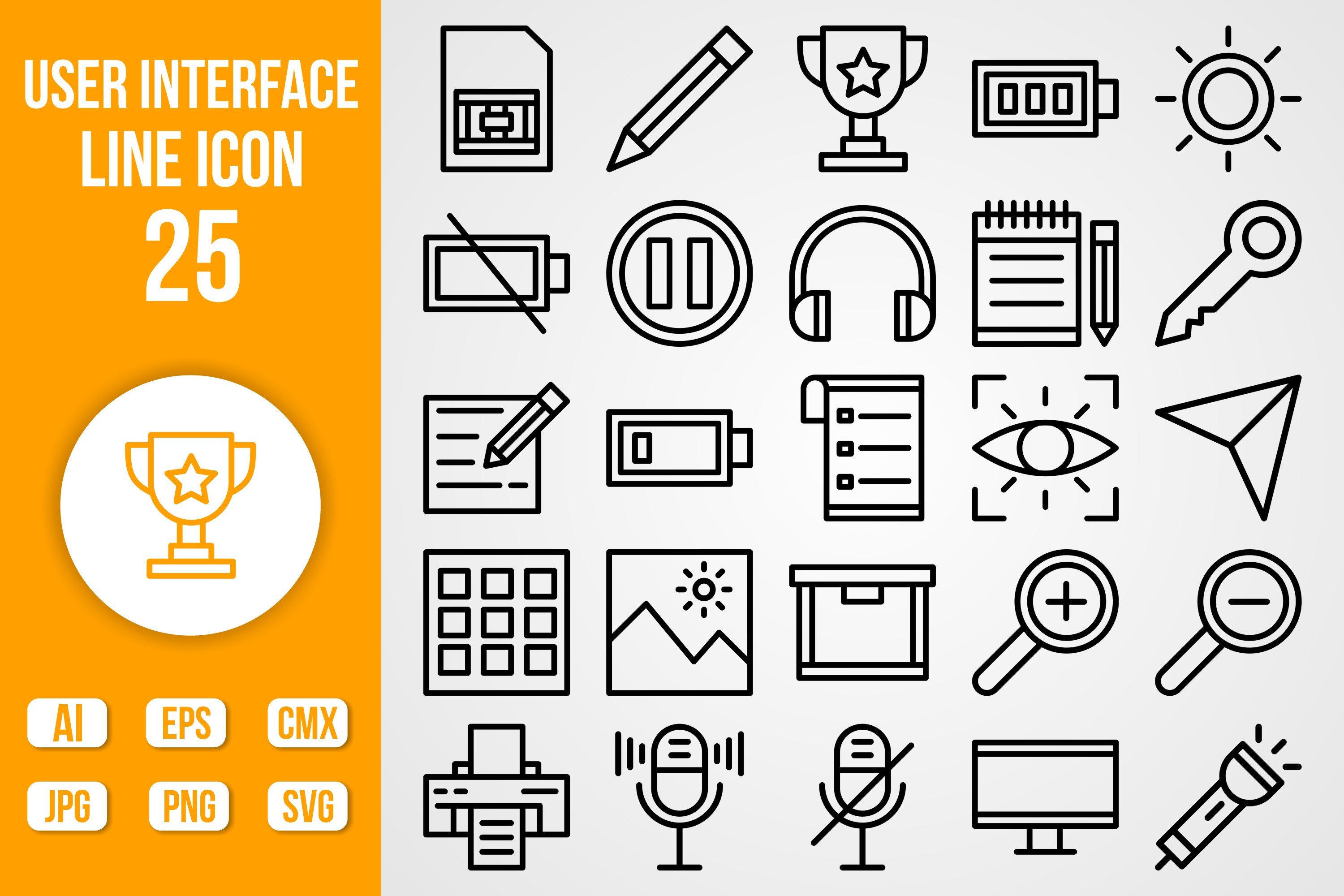 25 Vector User Interface Line Icon Set Graphic by Graphixs Art ...