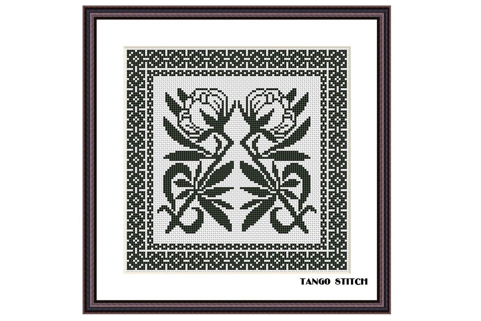 Art Nouveau Black Flower Cross Stitch