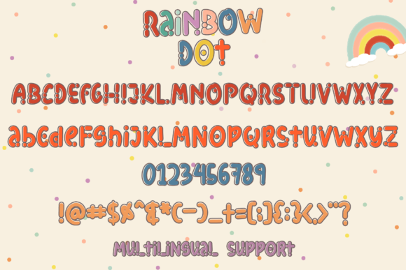Rainbow Dot Font PNG with transparent background - Preview 4