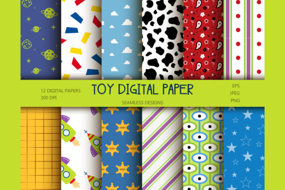 Toy Seamless Patterns, Scrapbook Papers Grafik Papier-Muster Von elinecreative