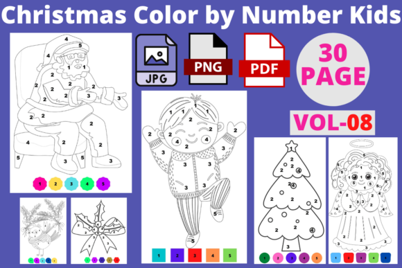 30 Color by Number Christmas Kids VOL-08