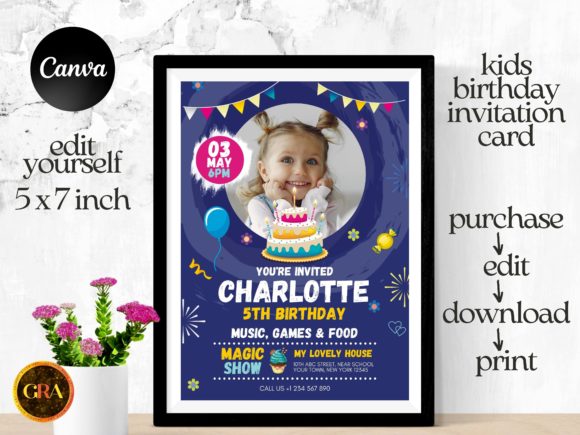 Kids Birthday Invitation Canva Template