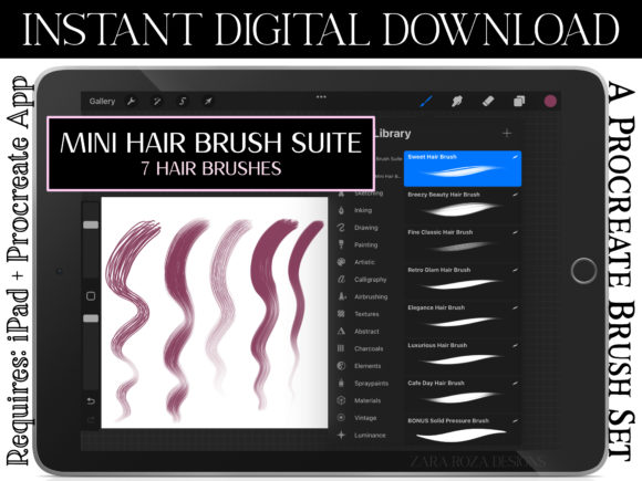 Procreate Hair Brush Suite Mini Pack
