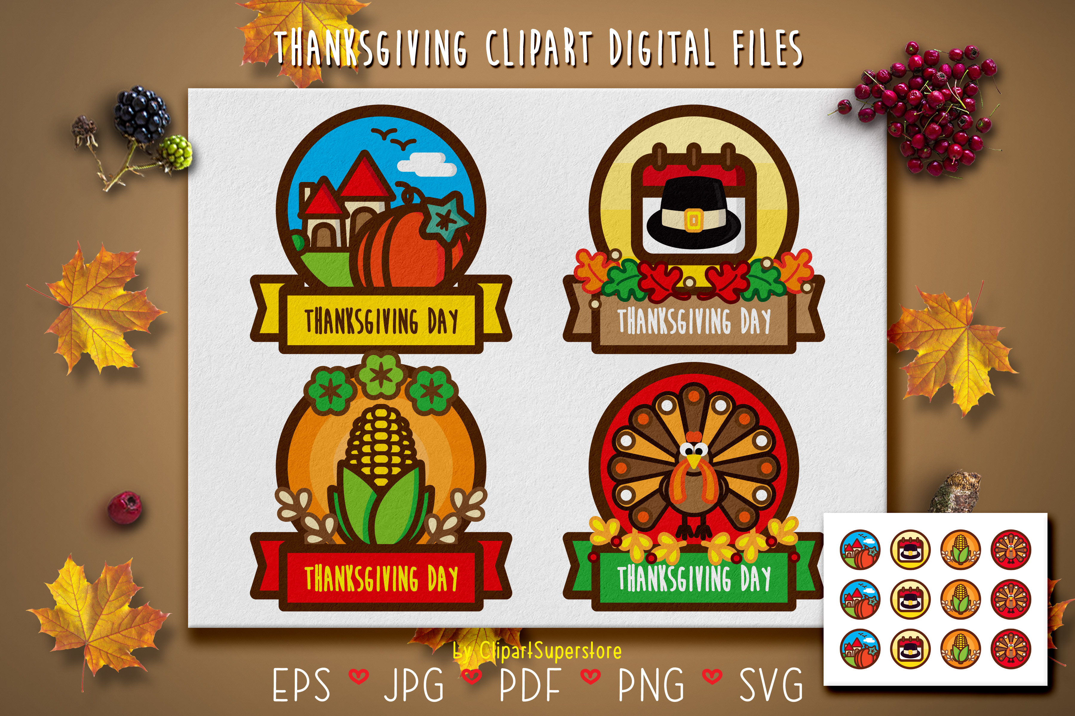 Thanksgiving Clipart SVG 🦃 Graphic by Clipart Superstore · Creative Fabrica