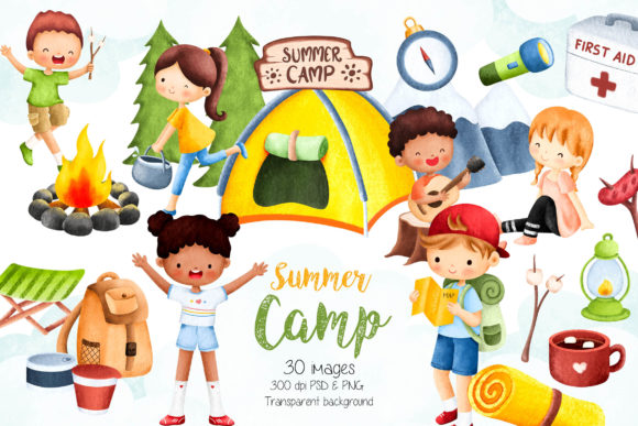 Kids and Summer Camp Clipart