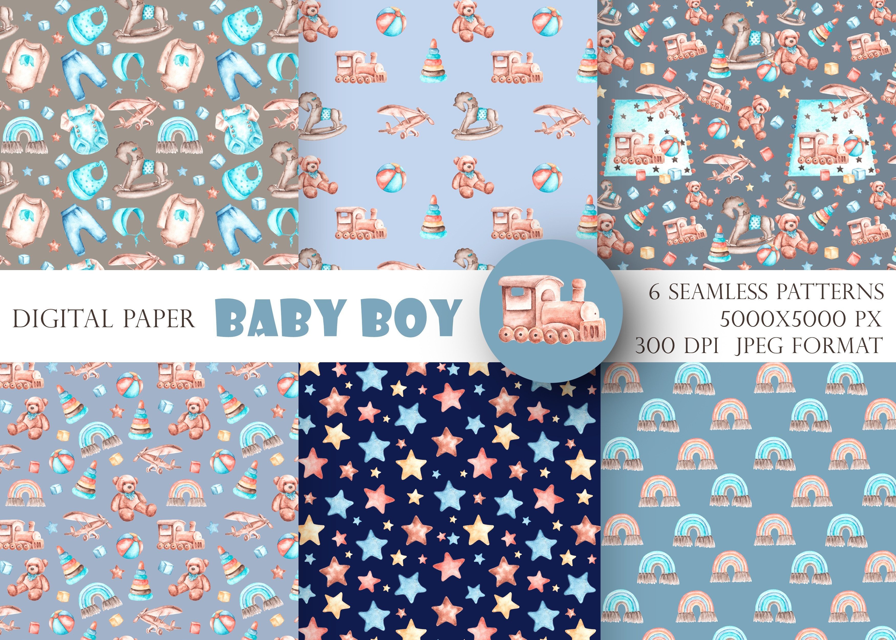 Children Seamless Digital Paper Baby Boy Graphic by sabina.zhukovets ...