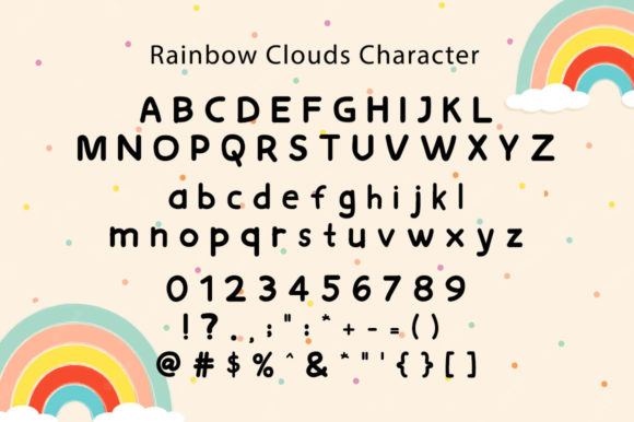 Rainbow Clouds Font PNG with transparent background - Preview 4