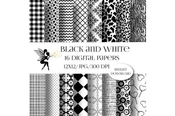 Black and White Patterns, Digital Papers