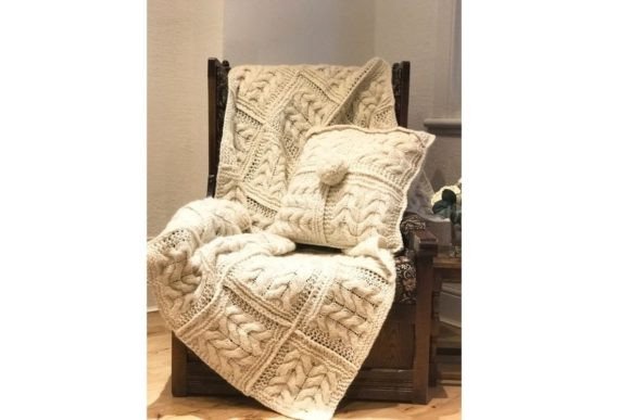 Cable Squares Blanket and Cushion Cover