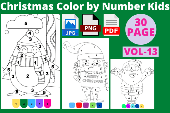 Color by Number Christmas Kids