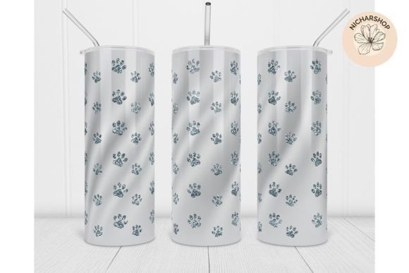 Paw Dog Tumbler Gray Glitter Wrap Graphic Print Templates By nicharshop168