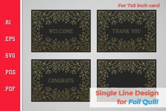 Single Line Greeting Cards - Foil Quill