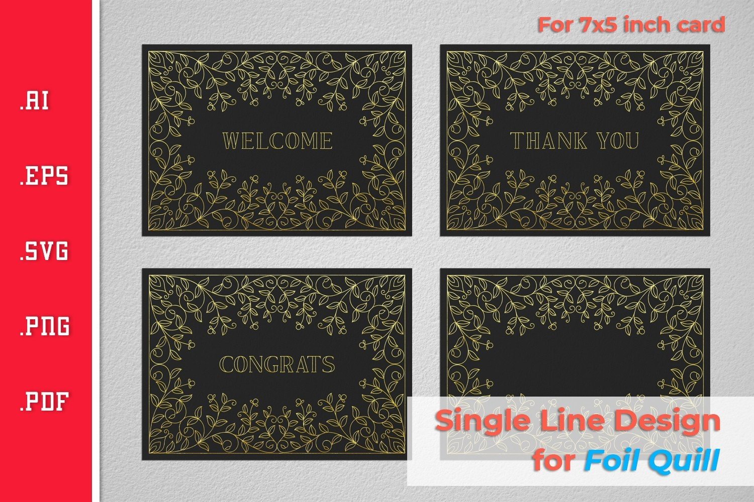 Single Line Greeting Cards - Foil Quill