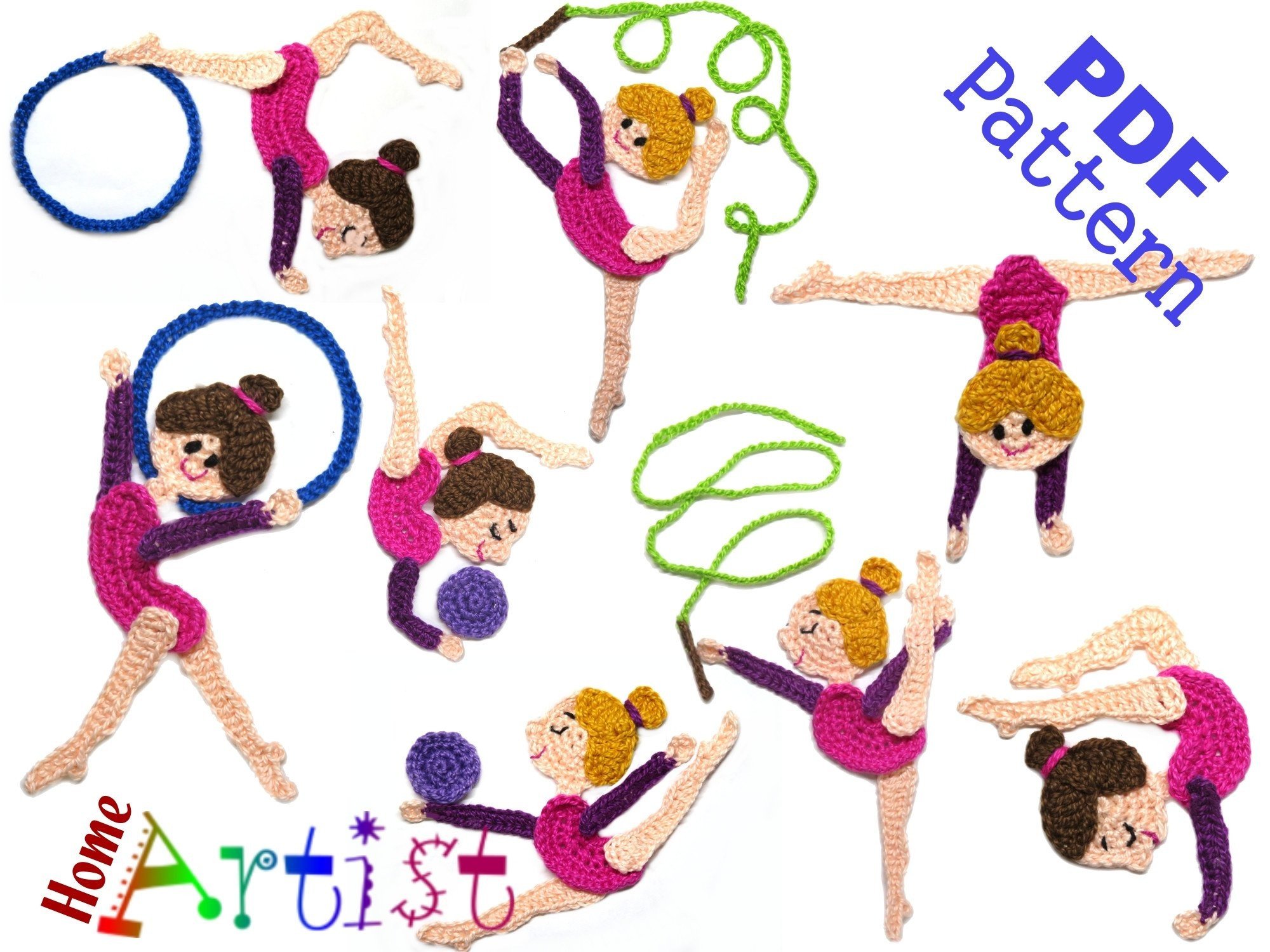 Gymnastic 1-8 Crochet Applique Pattern