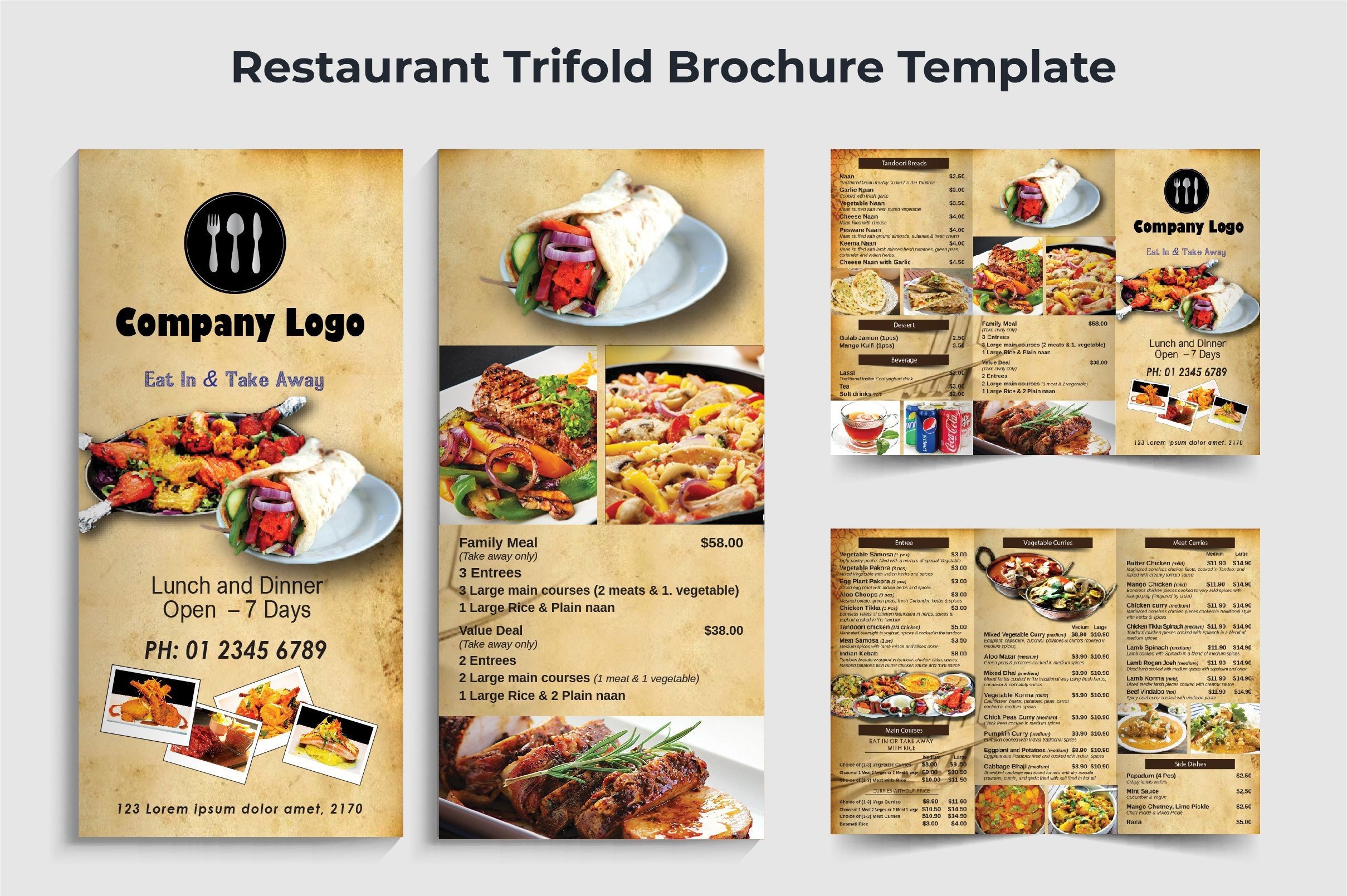 Restaurant Trifold Brochure Template
