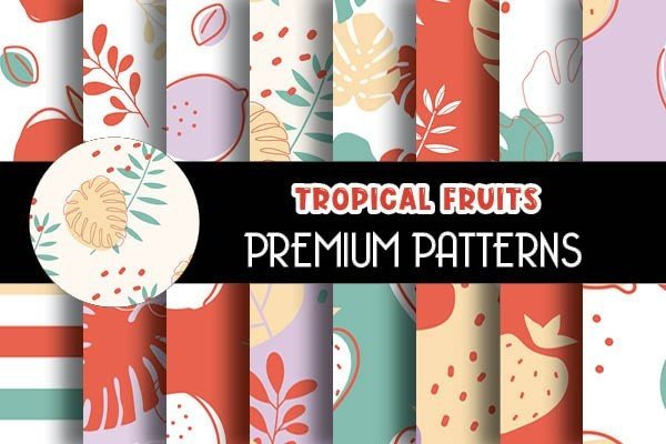 Tropical Fruits Digital Papers Patterns Graphic by Grafixeo · Creative ...