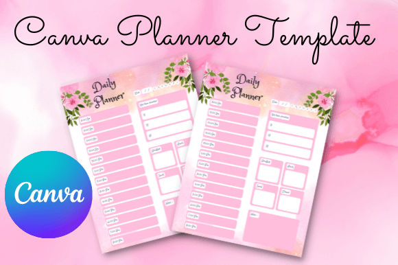 Simple Canva planner template with schedule priorities meals and notes sections