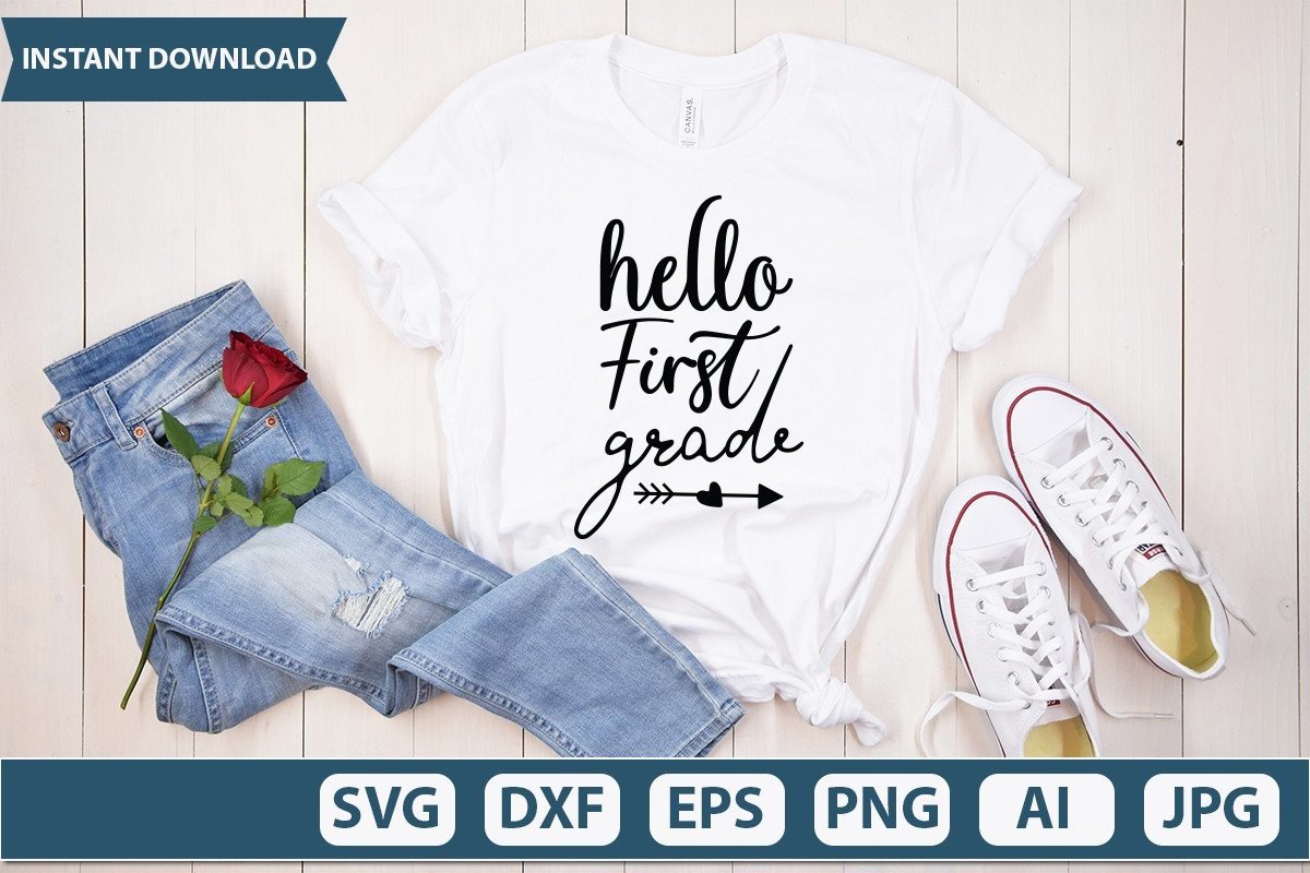 Hello First Grade Svg Design Graphic by NF Design Park BD · Creative ...