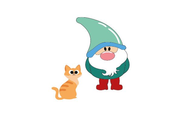 Gnome Playing with a Cat SVG Cut file by Creative Fabrica Crafts ...