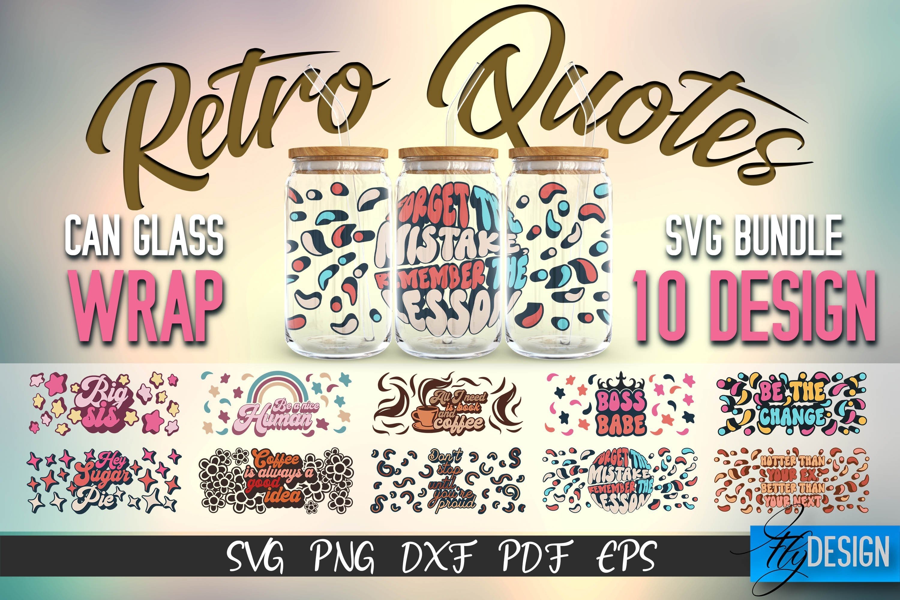 Glass Can Wrap SVG | Retro Bundle V.2