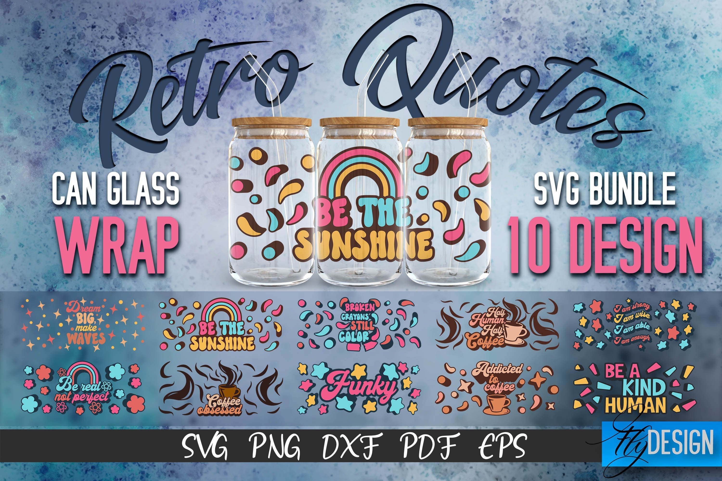 Glass Can Wrap SVG | Retro Wrap Bundle