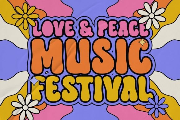 Hippie Retro Font PNG with transparent background - Preview 1