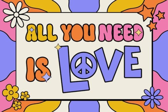 Hippie Retro Font PNG with transparent background - Preview 2